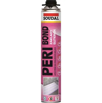 Průmyslové lepidlo Pěna lepící pistolová Soudal Peri Bond – 750 ml (Lepení tepelně izolačních desek z extrudovaného polystyrenu používaných jako perimetrická izolace pod úrovní terénu.Zajišťuje precizní,vysoce ekonomické,jednoduché a kvalitní lepení izolantu na)