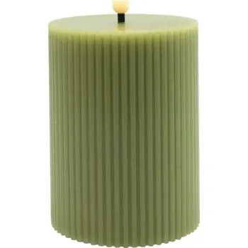 Vánoční dekorace Vánoční elektrická svíčka Lafiora LED 3D plamen 7,5 cm olivová