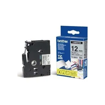 Pásek do tiskárny Brother - TZe-M931, stříbrná metalická/černá (12mm,laminované)