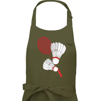 Kuchyňská zástěra Badminton - pálka a košík - Pánská zástěra na vaření - Univerzální velikost ( Khaki )