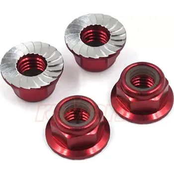 RC náhradní díl Yeah Racing Hliníkové matice kol 5mm Lock Nut 4ks - Červené