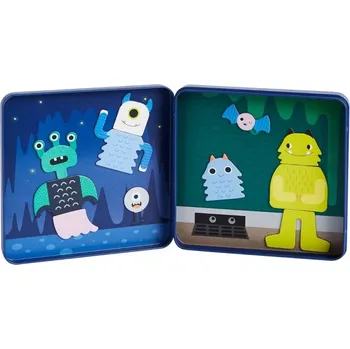 Hračka pro nejmenší Petit Collage Magnetická knížka Příšery - poškozený kovový obal hračky