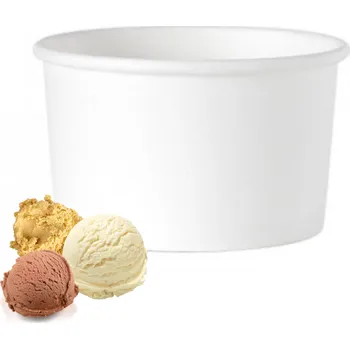 Jednorázové nádobí Papírové misky na zmrzlinu, ovoce, dezerty EKO 130 ml, nádoby na poháry 50 Ks