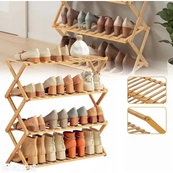 Koupelnový nábytek SKLÁDACÍ BAMBUSOVÝ REGÁL SKŘÍŇKA SE 4 POLICEMI DO KOUPELNY, 50 CM