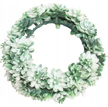 umělá květina DEKORATIVNÍ VĚNEC UMĚLÝ SE SUKULENTY 20 CM