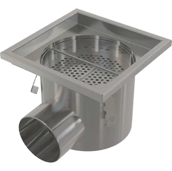Kanalizační potrubí Alca Průmyslová bodová vpust 200×200, nerez AISI 304 APR4-1111