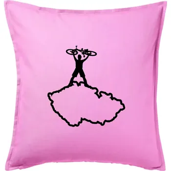 Polštář Mapa ČR - cyklista na prsou - Polštář 50x50 - 50x50 - Pouze potah ( Růžová )