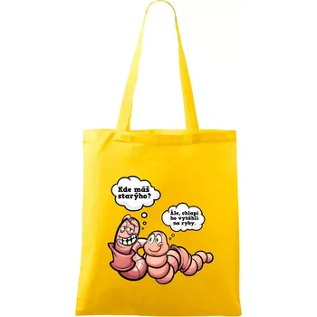 Žížaly na rybách - Taška bavlněná - 42 x 38 cm ( Žlutá )