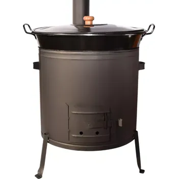 Kotel s poklicí 70 L a kotlina 56 s kouřovodem (plně vybavená kotlová sestava pro přípravu a specialit při domácí zabíjačce v kotli 70 L)