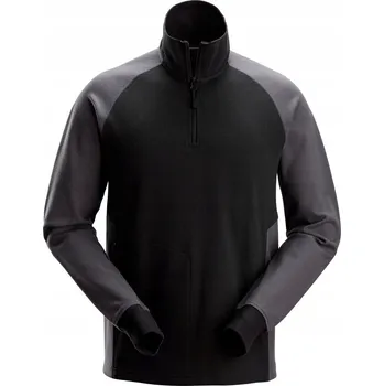 Pánská mikina Snickers Dvoubarevná Mikina s Krátkým Zipem - Černá/Ocelově Šedá