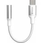 AUDIO ADAPTÉR SWISSTEN TEXTILE USB-C (samec) / 3,5mm AUX 0,15 M BÍLÝ