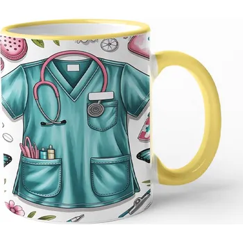 Keramický hrnek pro zdravotní sestru, Barva Žlutá, Velikost 330 ml, Canvas Keramický hrnek s barevným uchem Bezvatriko.cz 3076