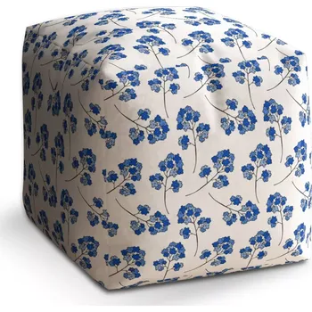 Taburet Sablio Taburet Cube Modré kvítí: 40x40x40 cm