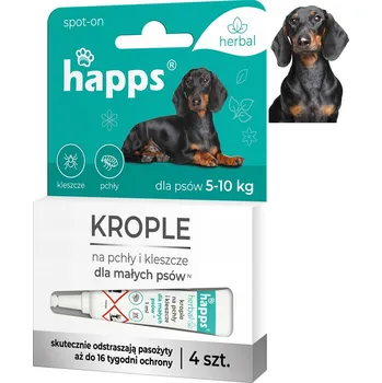 Antiparazitikum pro psa HAPPS Herbal - kapky proti blechám a klíšťatům pro malé psy do 10 kg 4 ks