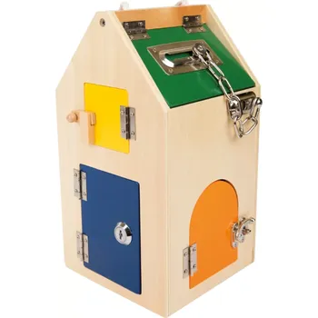Dřevěná hračka Small Foot Motorický dům se zámky - poškozený obal