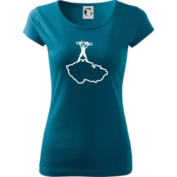 Dámské oblečení Mapa ČR - cyklista na prsou - Dámské triko Pure - 3XL ( Petrolejová )