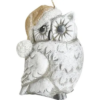 Svíčka Vánoční svíčka SOVA S ČEPICÍ Ø 6 x 13 cm bílá