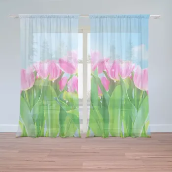 Záclona Sablio Záclony Růžové tulipány: 2ks 150x250cm