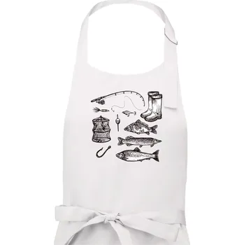 Kuchyňská zástěra Rybářský set - Pánská zástěra na vaření - Univerzální velikost ( Bílá )