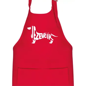 Kuchyňská zástěra Jezevčík - CZ - Dětská zástěra na vaření - Univerzální velikost ( Červená )