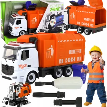 autíčko Popelářský vůz Nákladní auto Na Šroubování Náklaďák DIY Zvuk Světla