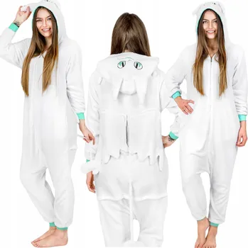 Dámské pyžamo Bílé pyžamo Kigurumi Fúrie s křídly, overal, jednodílné teplákovka velikost L
