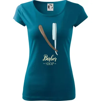 Dámské tričko Barber Shop břitva - Dámské triko Pure - XS ( Petrolejová )