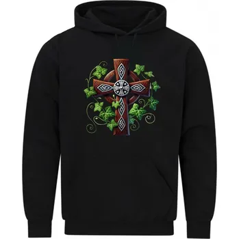 Pánská mikina Pánská mikina Dřevěný Keltský Kříž (Velikost: 5XL, Barva: Černá)