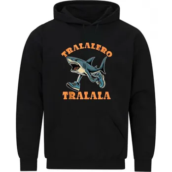 Pánská mikina Pánská mikina Rozzuřený Žralok Tralalero Tralala (Velikost: 5XL, Barva: Černá)