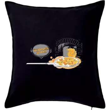 Polštář Nejlepší pizza - Polštář 50x50 - 50x50 - Pouze potah ( Černá )