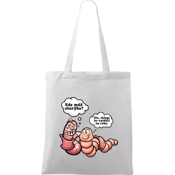 Žížaly na rybách - Taška bavlněná - 42 x 38 cm ( Bílá )