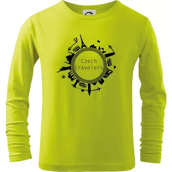 Czech Travelers jednobarevný - Triko dětské Long Sleeve - 158 cm/12 let ( Limetková )