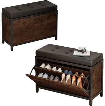 Botník Botník s sedátkem Rebiko 80 x 51 x 30 cm dřevo retro