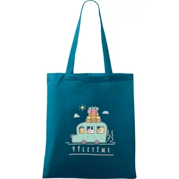 Výletíme obytňák kreslený - Taška bavlněná - 42 x 38 cm ( Petrolejová )