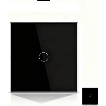 vypínač 2x SKLENĚNÝ SCHODIŠŤOVÝ DOTYKOVÝ SPÍNAČ LED 1-TLAČÍTKOVÝ JEDNODUCHÝ ČERNÝ