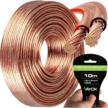 Audio kabel KABEL REPRODUKTOROVÝ DVOUŽILOVÝ PROFESIONÁLNÍ AUDIO HQ 2x1,5mm 10m VAYOX