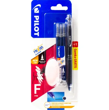 Sada PILOT FRIXION Clicker 0,5 modré + 3 náhradní náplně, vymazatelné