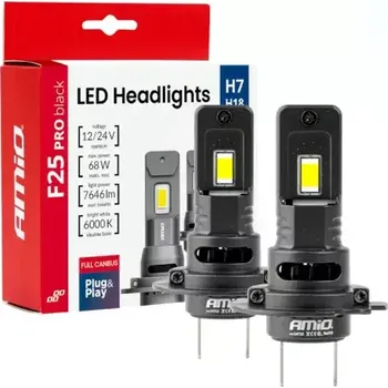 Autožárovka AMIO F25 PRO BLACK FULL CANBUS H7 68W 12V/24V