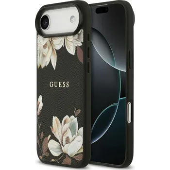 Telefonní příslušenství Pouzdro Guess Grained Flowers Classic Logo MagSafe pro iPhone Air - černé
