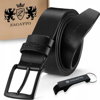 Opasek Pánský černý Kožený opasek s černou přezkou ke kalhotám 130 cm, ZAGATTO leather