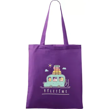 Výletíme obytňák kreslený - Taška bavlněná - 42 x 38 cm ( Fialová )