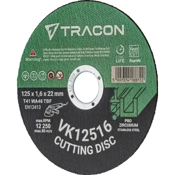 Řezný kotouč Řezný kotouč Tracon VK12516 125x1,6x22mm (Tracon VK12516)