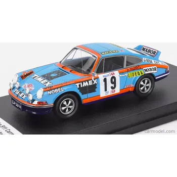 autíčko Trofeu Porsche 911 Carrera Rs Coupe N 19 Rally Tap 1973 Americo Nunes - Antonio Morais 1:43 Světle Modrá Oranžová