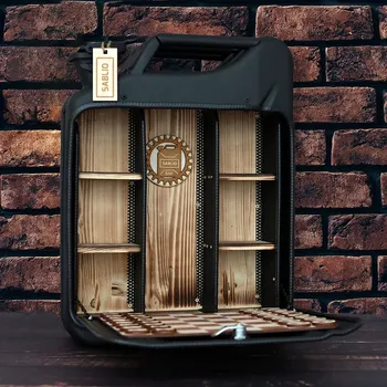 Dárkový potravinový koš Sablio Luxusní dárkový kanystr / minibar - černý - prázdný - Šachový bar