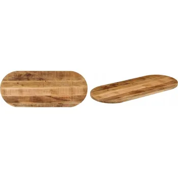 Konferenční stolek 80x40x3 cm, Oválná deska stolu, surové mangové dřevo, 8 cm