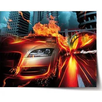 Plakát Sablio Plakát Auto v plamenech - 60x40 cm