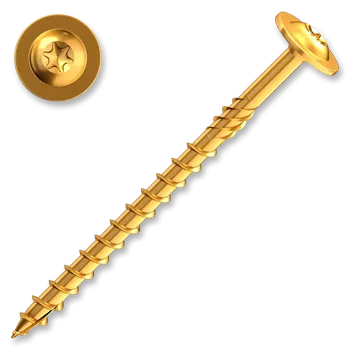 Vrut Konstrukční vruty do dřeva 8x40mm TORX (Výrobce: Klimas, Balení 50ks, Talířová hlava TX40 žlutý Zn)