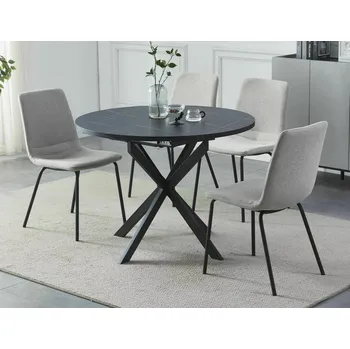 Jídelní stůl Malý rozkládací jídelní stůl EVELIO - černý mramor / černý