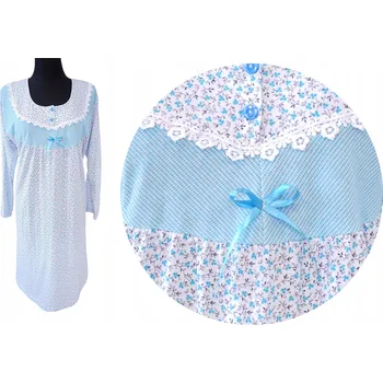 Dámské noční prádlo Noční bavlněná Košile s dlouhým rukávem, výšivkou/krajkou SENTINA, velikost 3XL