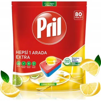 Tableta do myčky Tablety do myčky Pril All in One Extra Lemon 80 Kusů